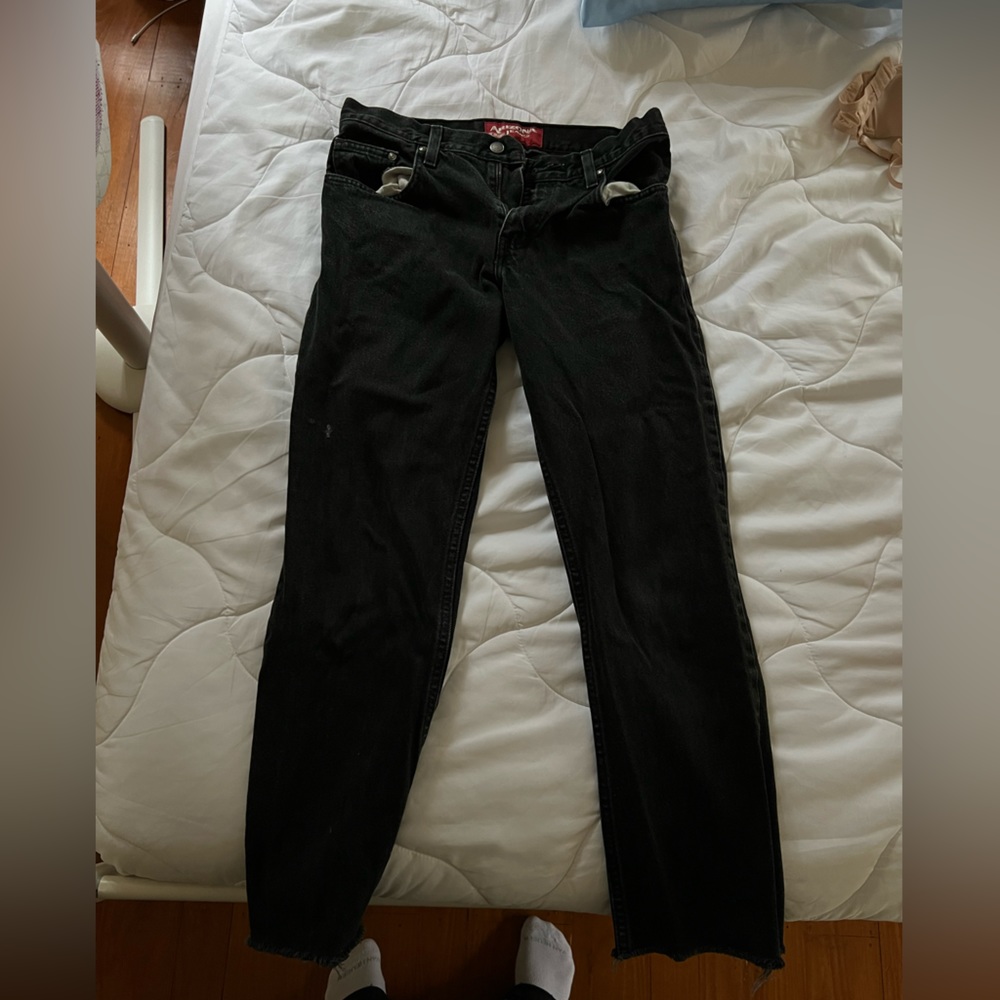 Black low waist straight jeans s2